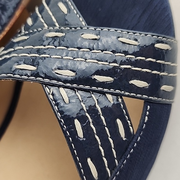 Modern Vintage Diva Wedge Slingback Blue Platform Peep Toe Shoe Sandal Sz 6 - Picture 8 of 16